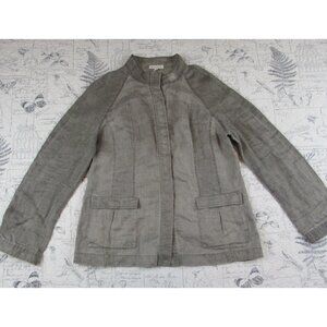 EUC Eileen Fisher Women's Linen Jacket Lightweight Lagenlook Button Airy Gray PM